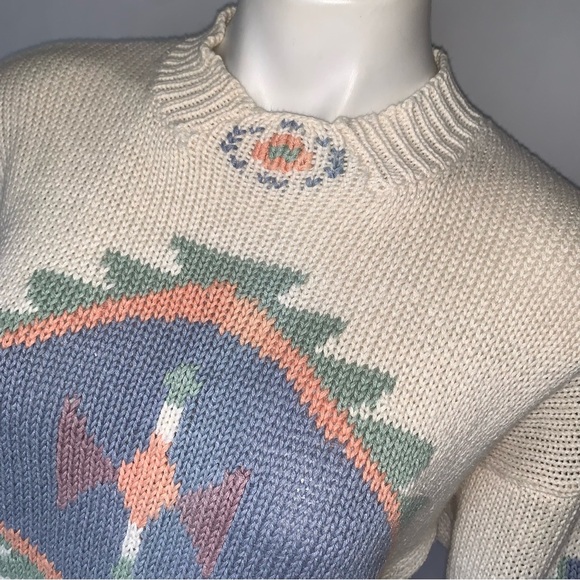 v i n t a g e :: Chunky Aztec Oversized Abstract Retro Knit Sweater - Picture 3 of 14